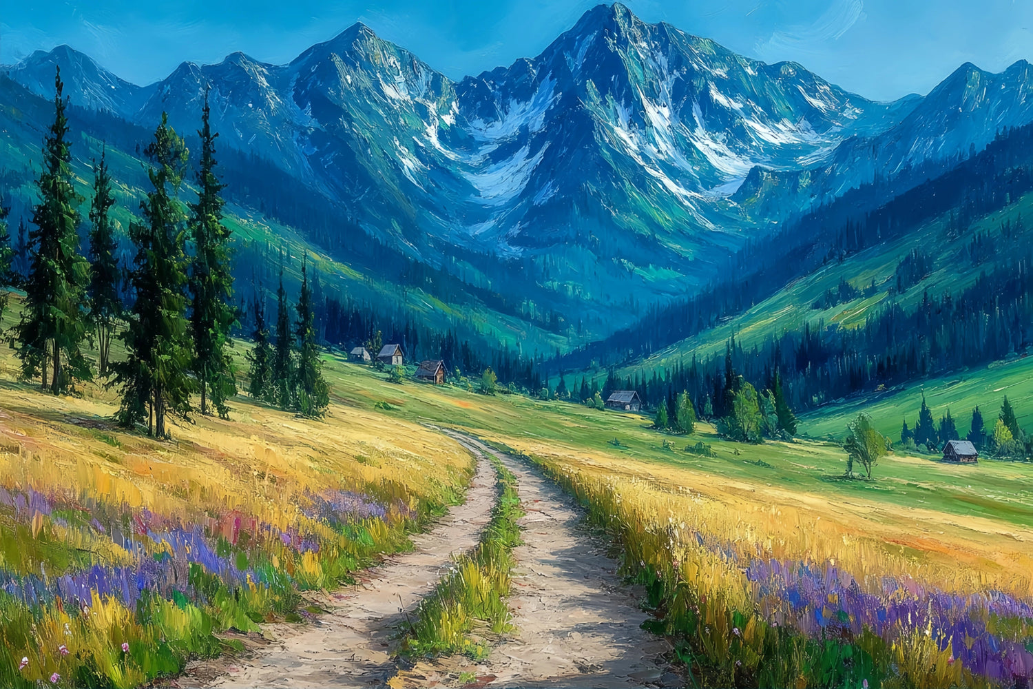 Alpine Path Wildflowers Original Oil Painting For Sale - Oil Painting Haven