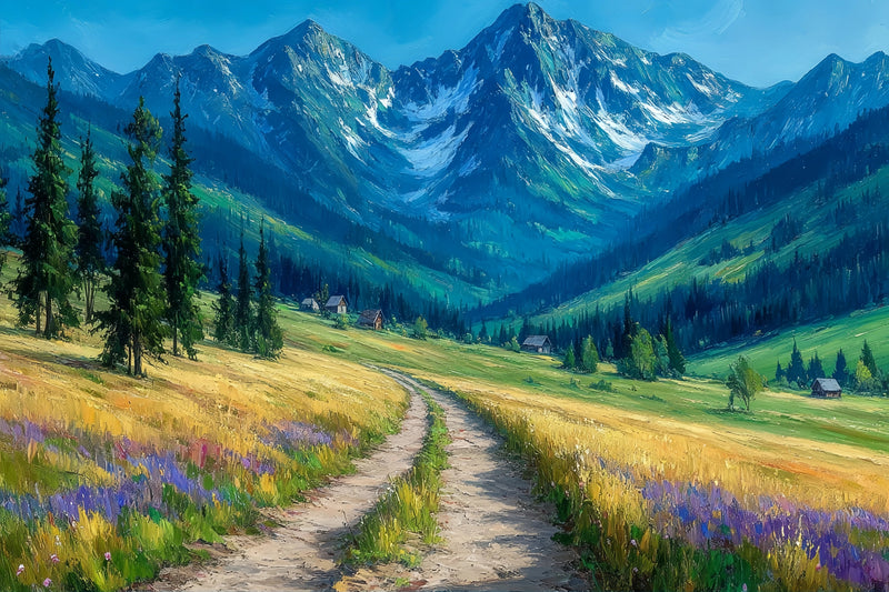 Alpine Path Wildflowers Original Oil Painting For Sale - Oil Painting Haven