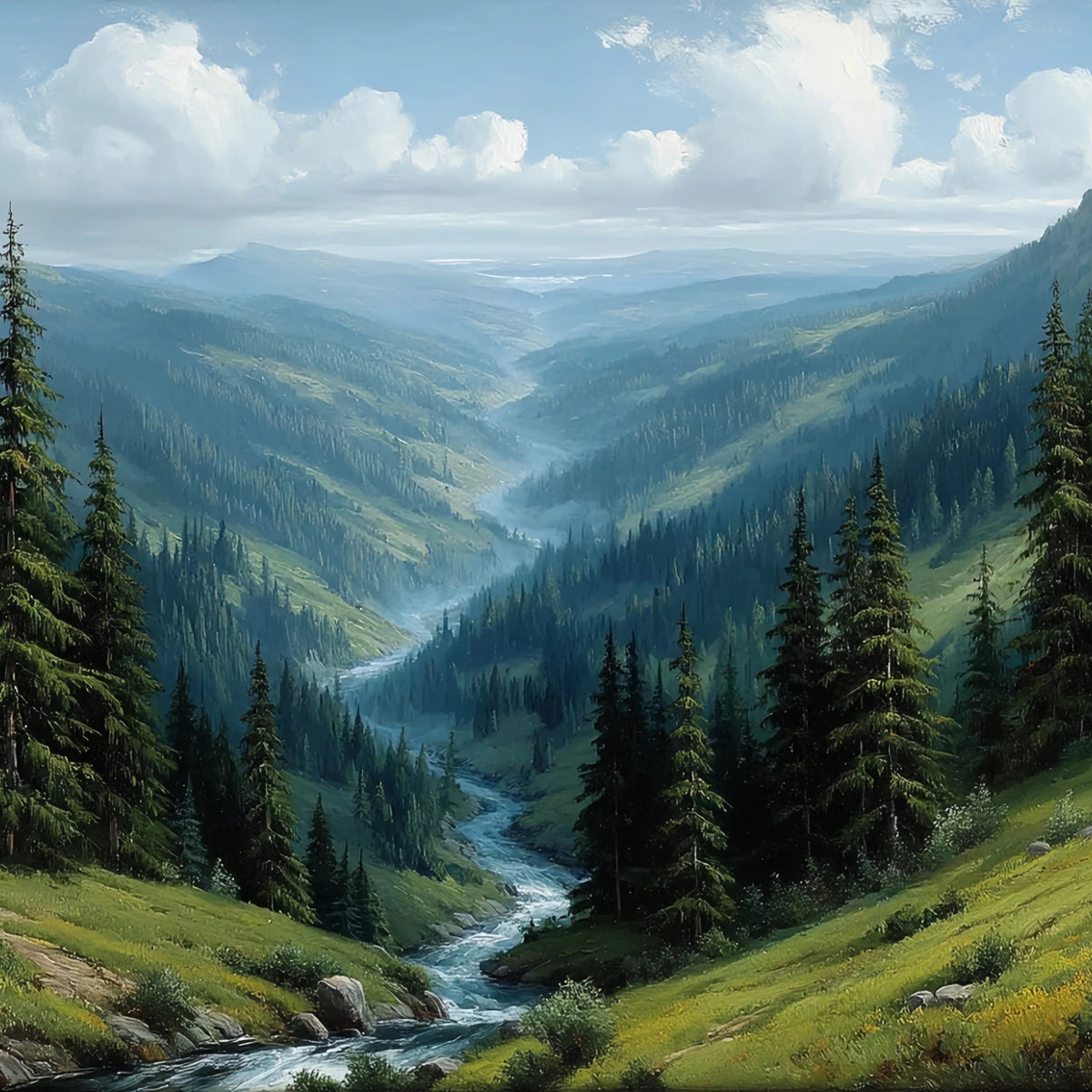 Alpine Valley Original Oil Painting For Sale | Landscape - Oil Painting Haven