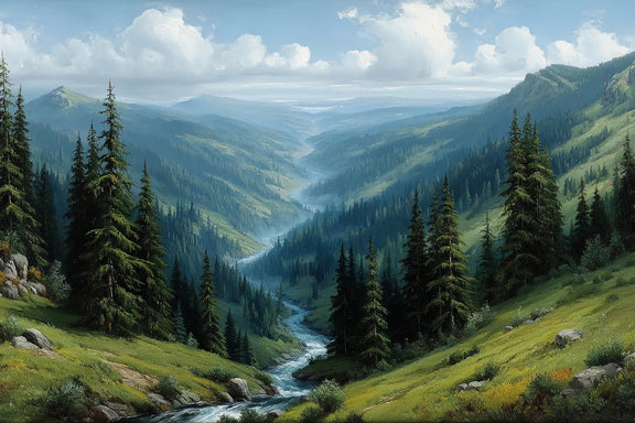 Alpine Valley Original Oil Painting For Sale | Landscape - Oil Painting Haven