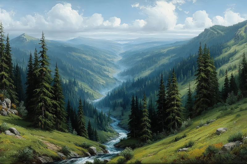 Alpine Valley Original Oil Painting For Sale | Landscape - Oil Painting Haven