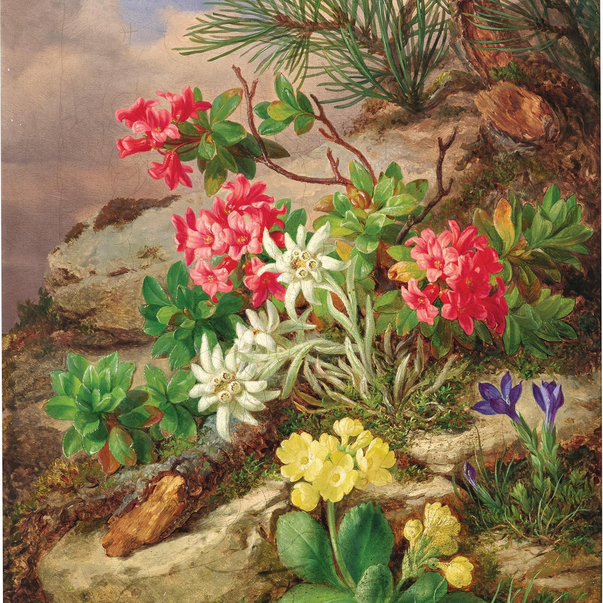 Alpine Wildflower Landscape Still Life - Floral Oil Painting - Oil Painting Haven