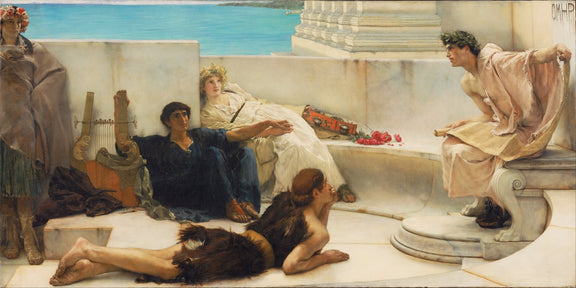 Ancient Greek Figures by the Sea Terrace - People Oil Painting - Oil Painting Haven