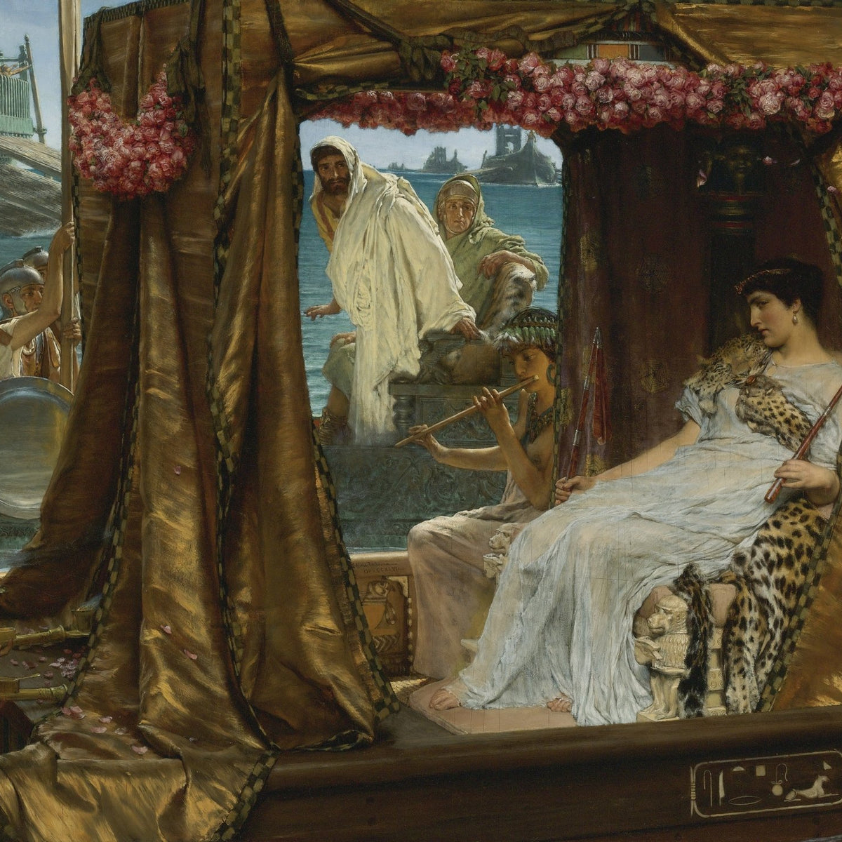 Ancient Queen on Royal Barge by the River - People Oil Painting - Oil Painting Haven