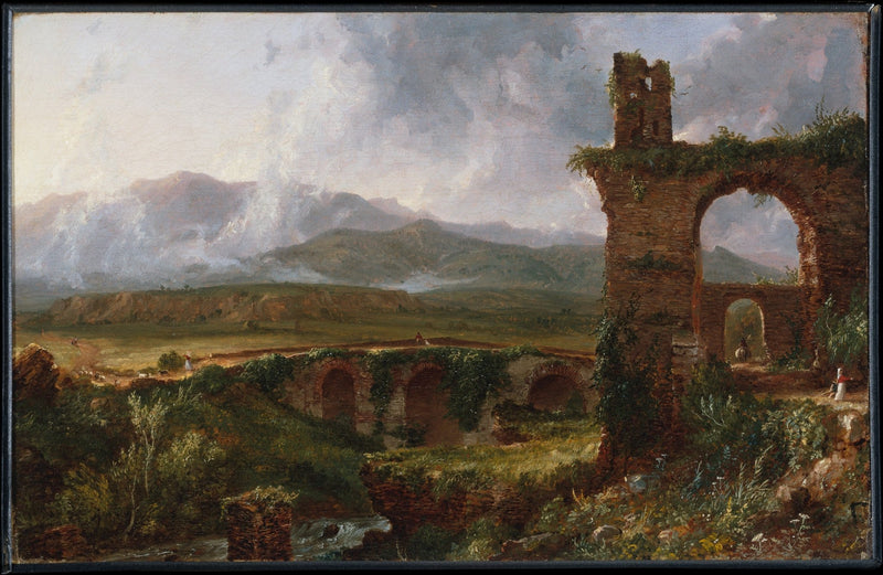Ancient Ruins and Countryside Bridge View - Landscape Oil Painting - Oil Painting Haven