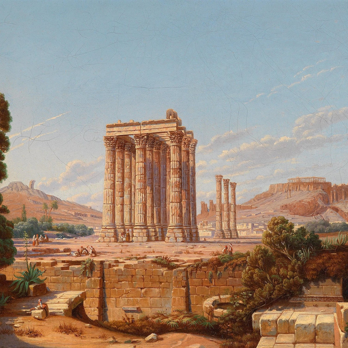 Ancient Temple Ruins with Classical Columns – Landscape Oil Painting - Oil Painting Haven