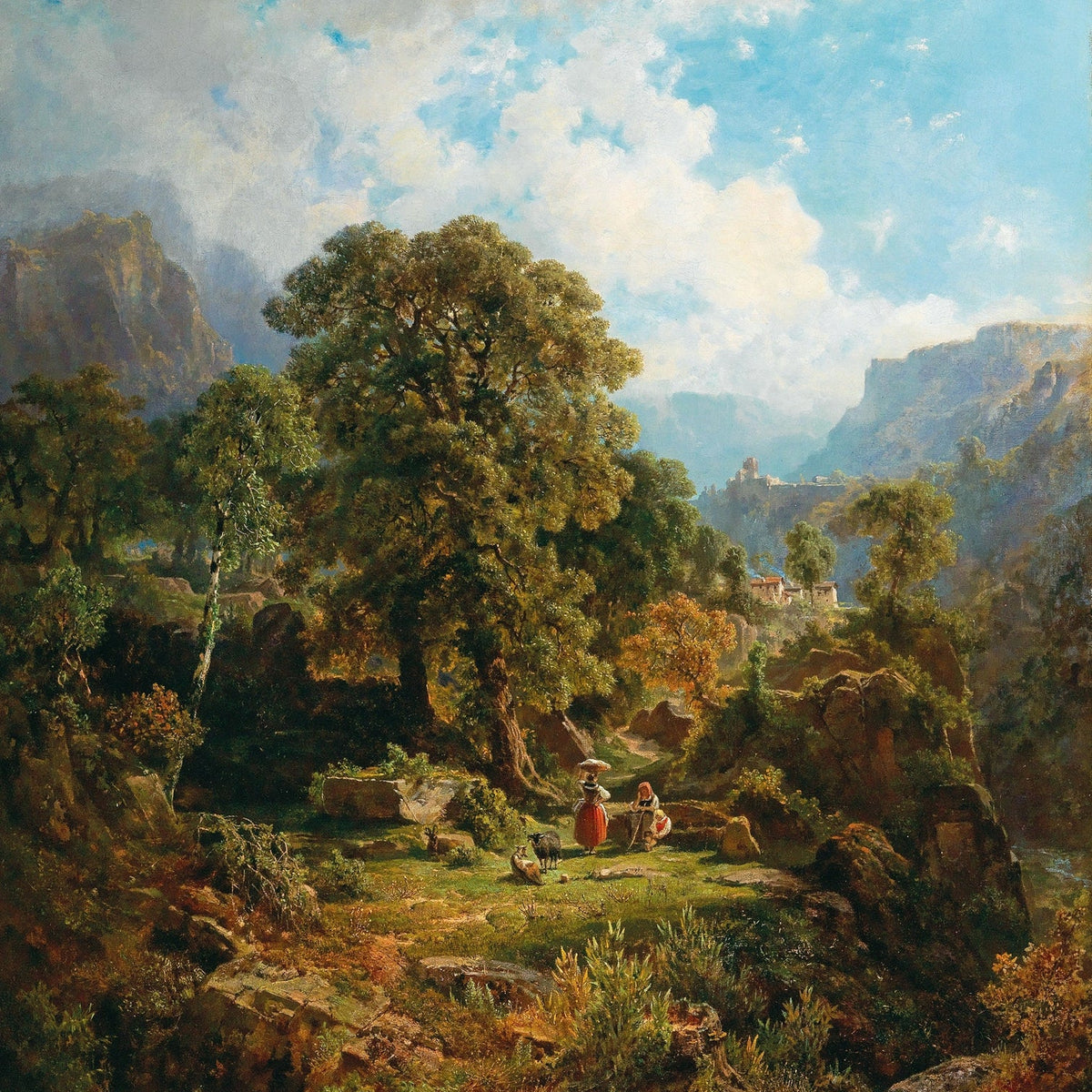 Ancient Trees and Woodland Path with Chapel – Landscape Oil Painting - Oil Painting Haven