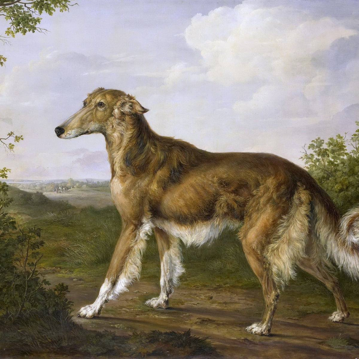 Animals Oil Painting - Elegant Borzoi Dog in Countryside Portrait - Oil Painting Haven