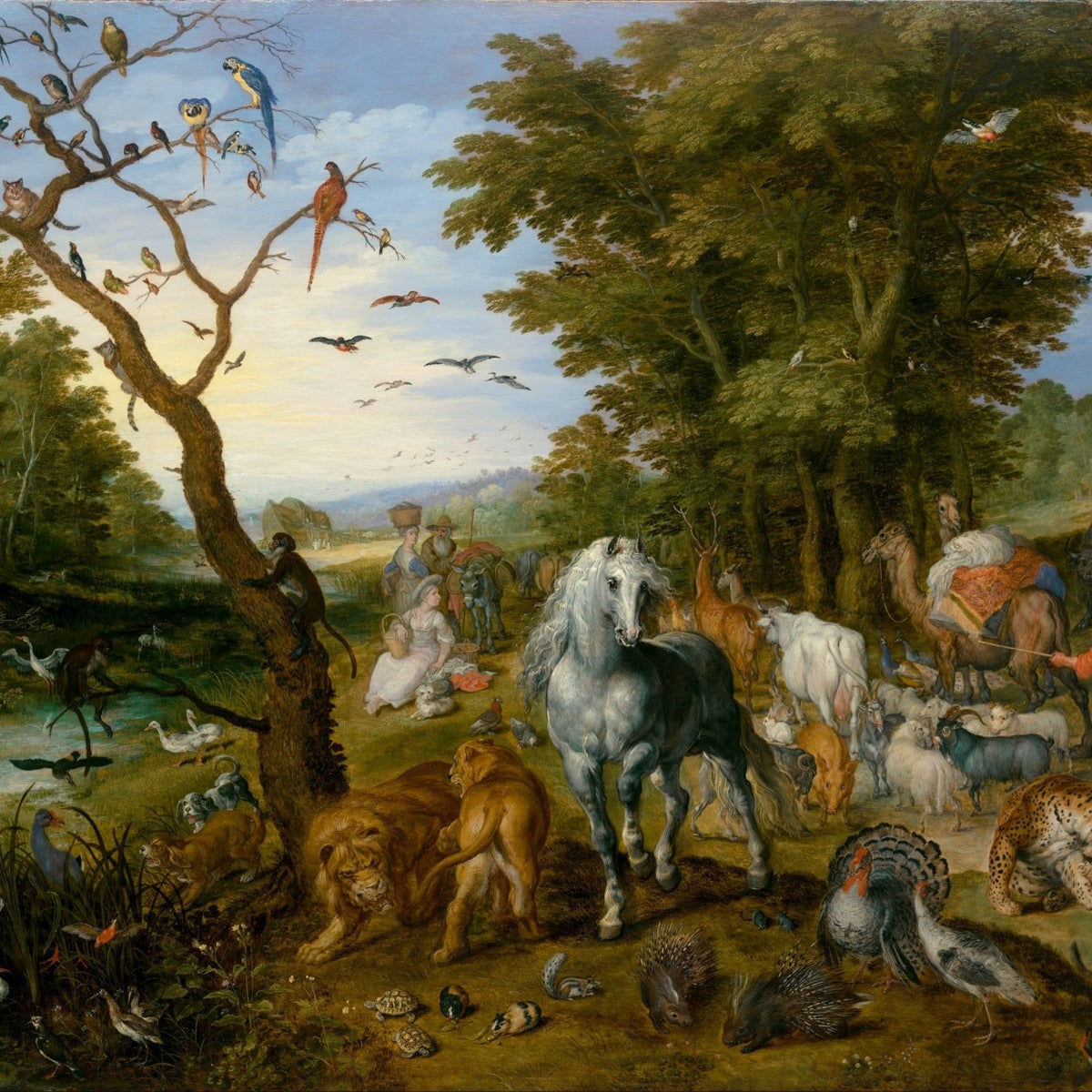 animals Oil Painting - Hand - Painted Animals in Forest Scene - Oil Painting Haven