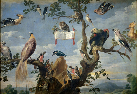 Animals Oil Painting - Hand - Painted Birds on Tree Branches - Oil Painting Haven