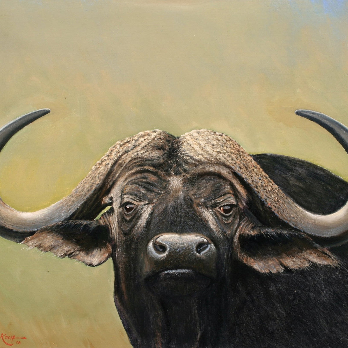 Animals Oil Painting - Hand - Painted Buffalo Portrait Art - Oil Painting Haven