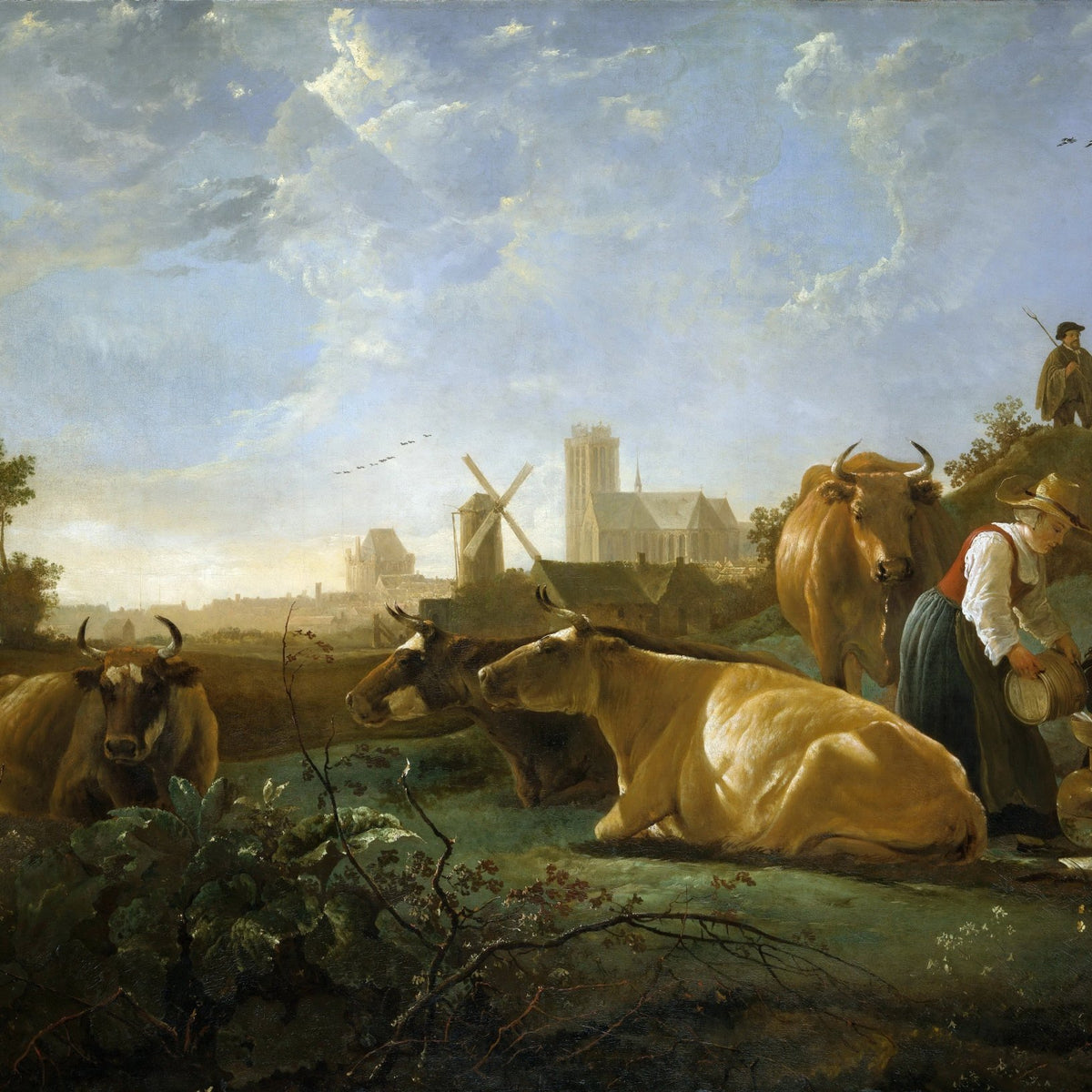 animals Oil Painting - Hand - Painted Cattle Pastoral Landscape - Oil Painting Haven