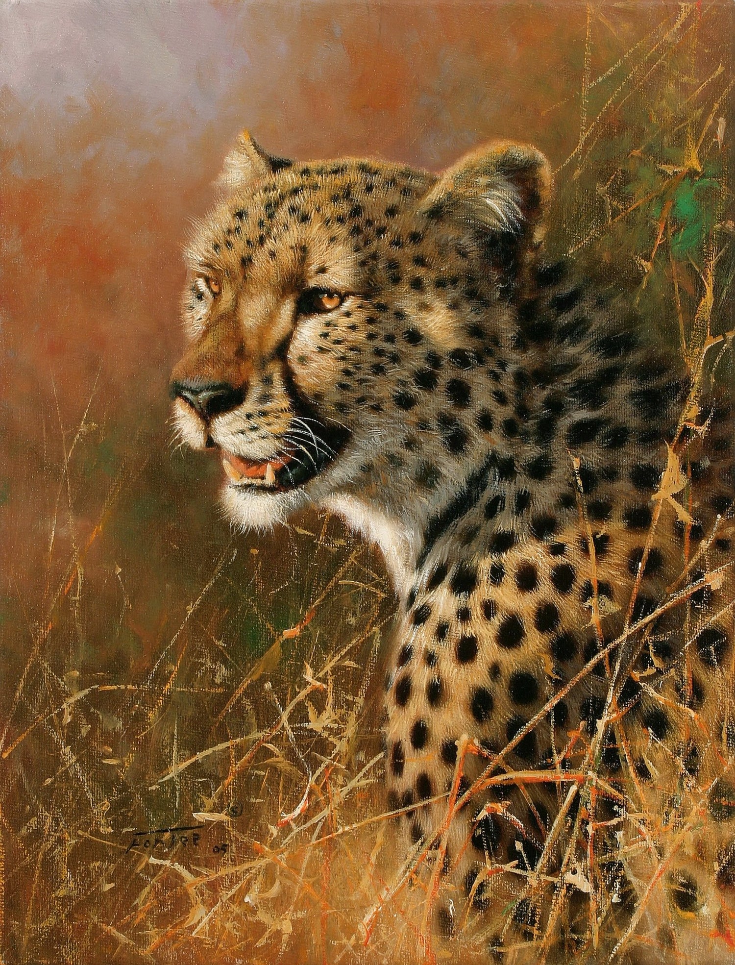 Animals Oil Painting - Hand - Painted Cheetah Portrait Art - Oil Painting Haven