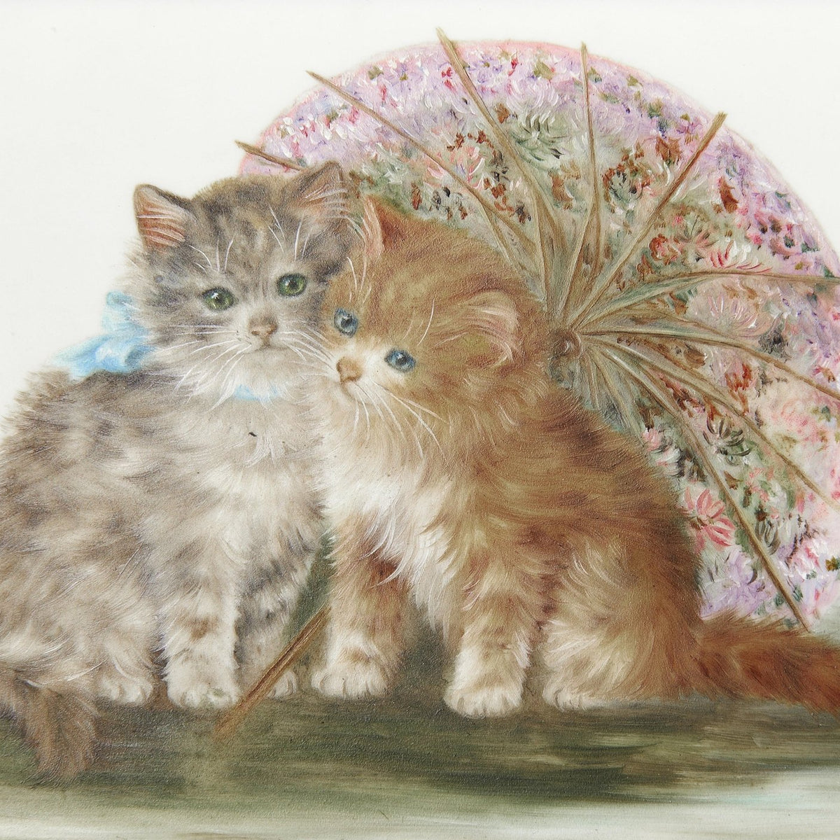 Animals Oil Painting - Hand - Painted Cute Kittens Portrait - Oil Painting Haven