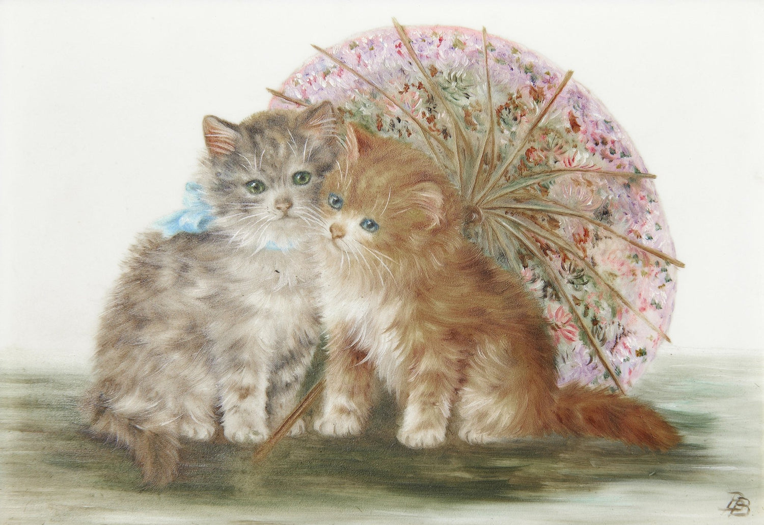 Animals Oil Painting - Hand - Painted Cute Kittens Portrait - Oil Painting Haven