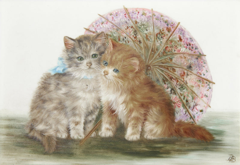 Animals Oil Painting - Hand - Painted Cute Kittens Portrait - Oil Painting Haven