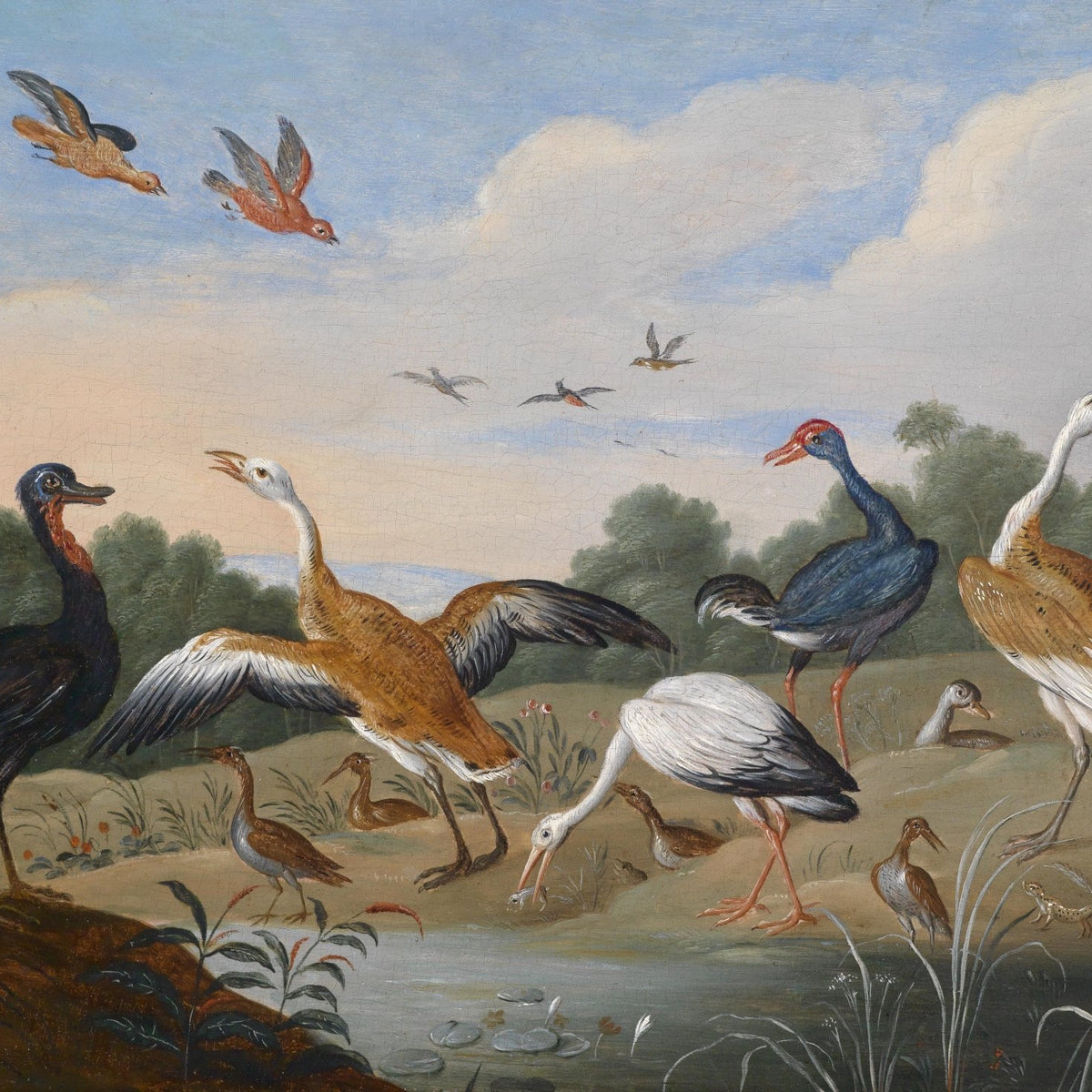 animals Oil Painting - Hand - Painted Exotic Birds Scene - Oil Painting Haven