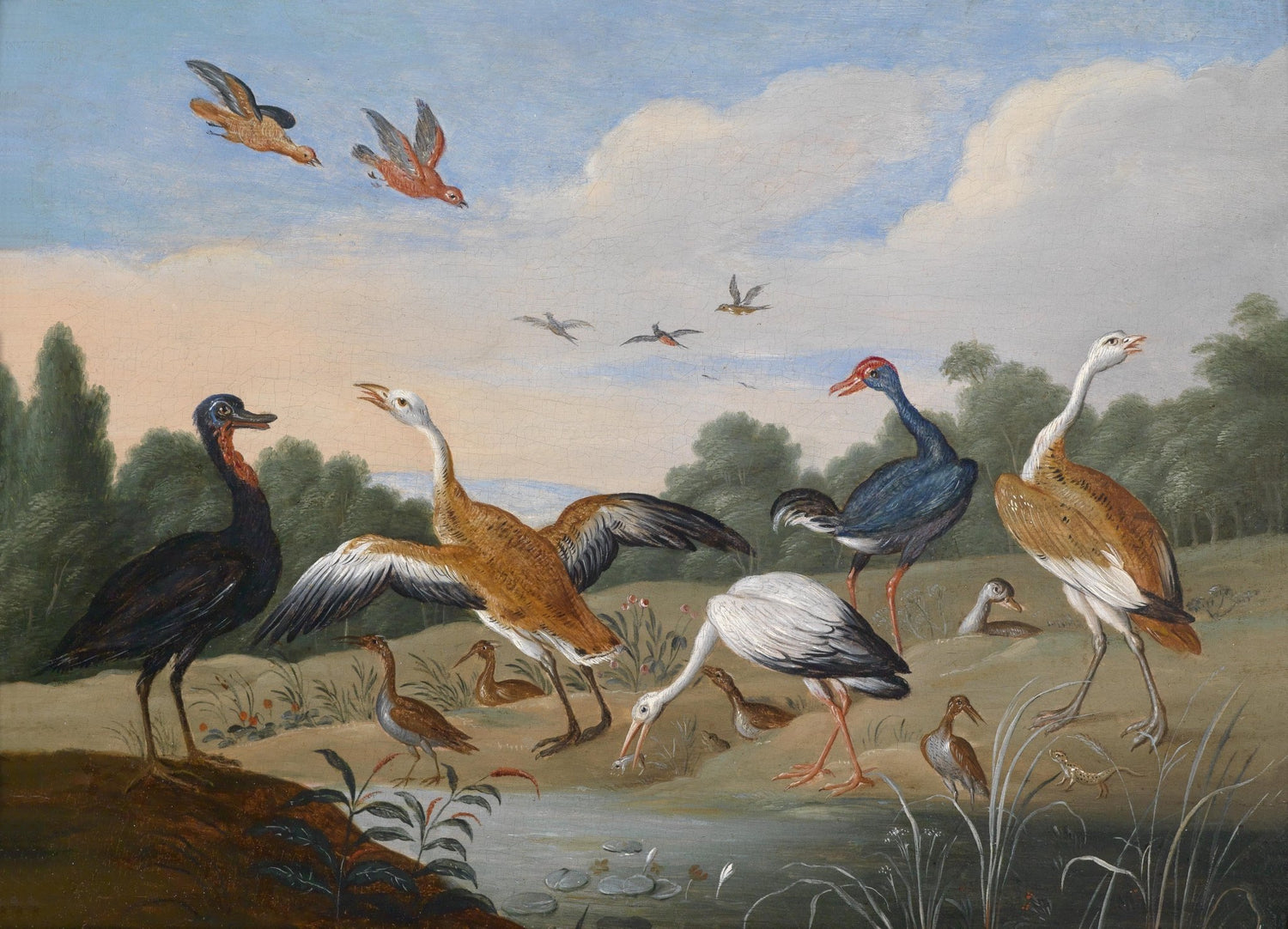 animals Oil Painting - Hand - Painted Exotic Birds Scene - Oil Painting Haven