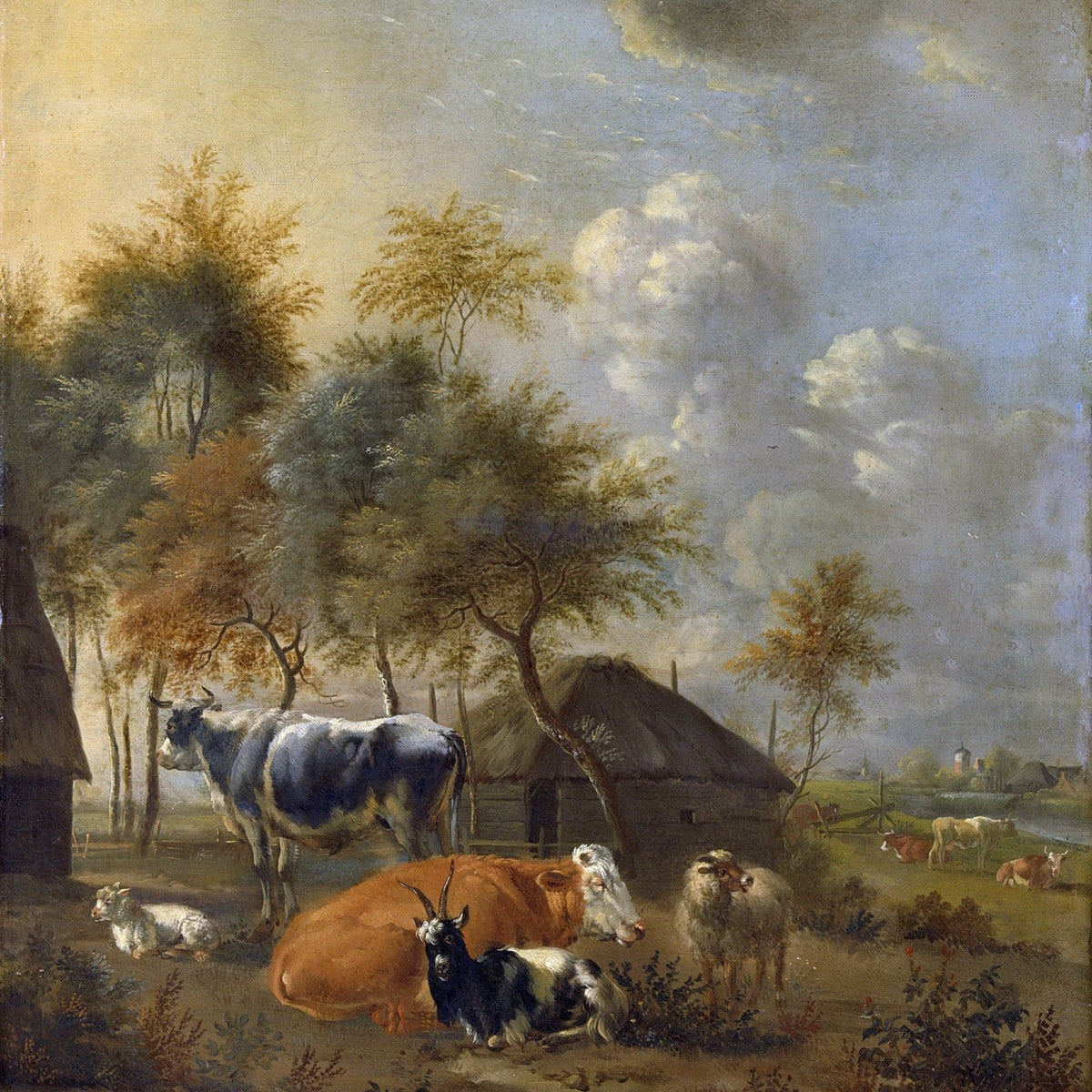 Animals Oil Painting - Hand - Painted Farm Animals Landscape - Oil Painting Haven