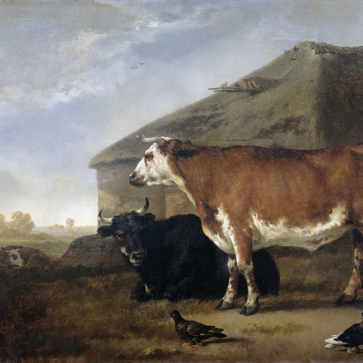 animals Oil Painting - Hand - Painted Farm Cattle Landscape - Oil Painting Haven