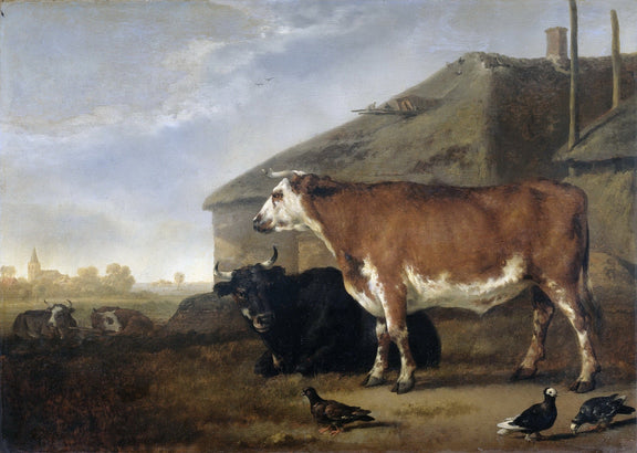 animals Oil Painting - Hand - Painted Farm Cattle Landscape - Oil Painting Haven