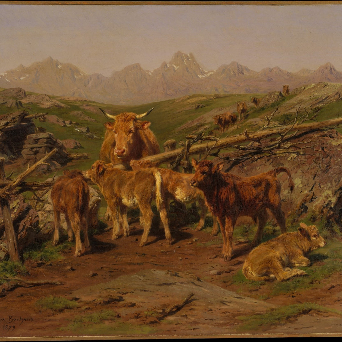 animals Oil Painting - Hand - Painted Highland Cow and Calves - Oil Painting Haven