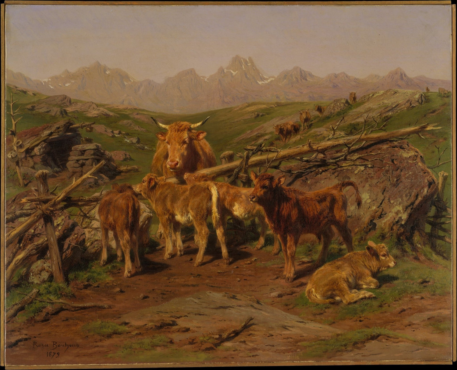 animals Oil Painting - Hand - Painted Highland Cow and Calves - Oil Painting Haven