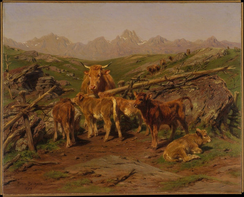 animals Oil Painting - Hand - Painted Highland Cow and Calves - Oil Painting Haven