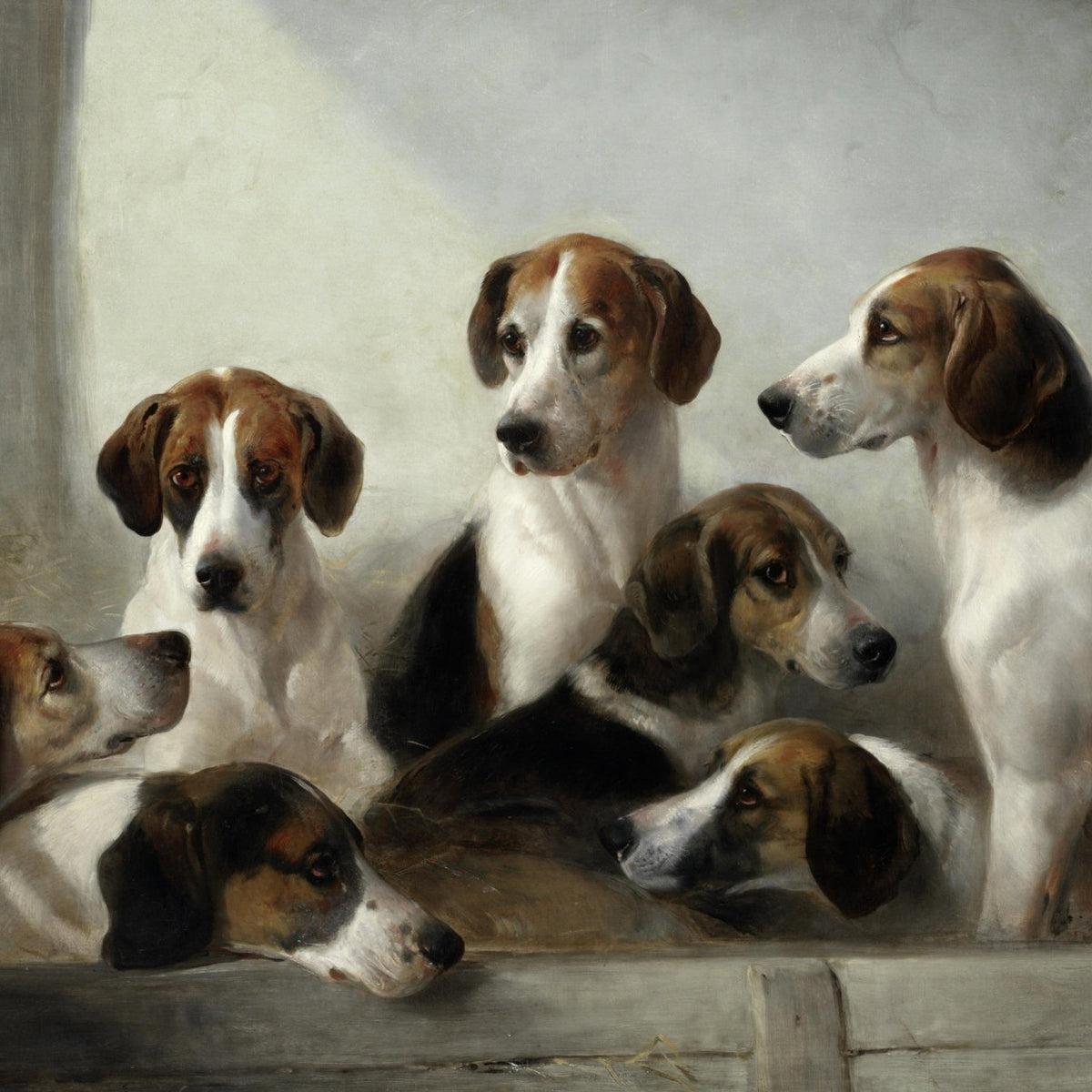 Animals Oil Painting - Hand - Painted Hound Dogs Portrait - Oil Painting Haven