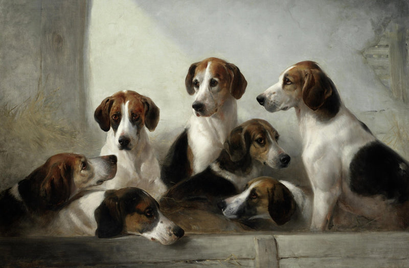 Animals Oil Painting - Hand - Painted Hound Dogs Portrait - Oil Painting Haven