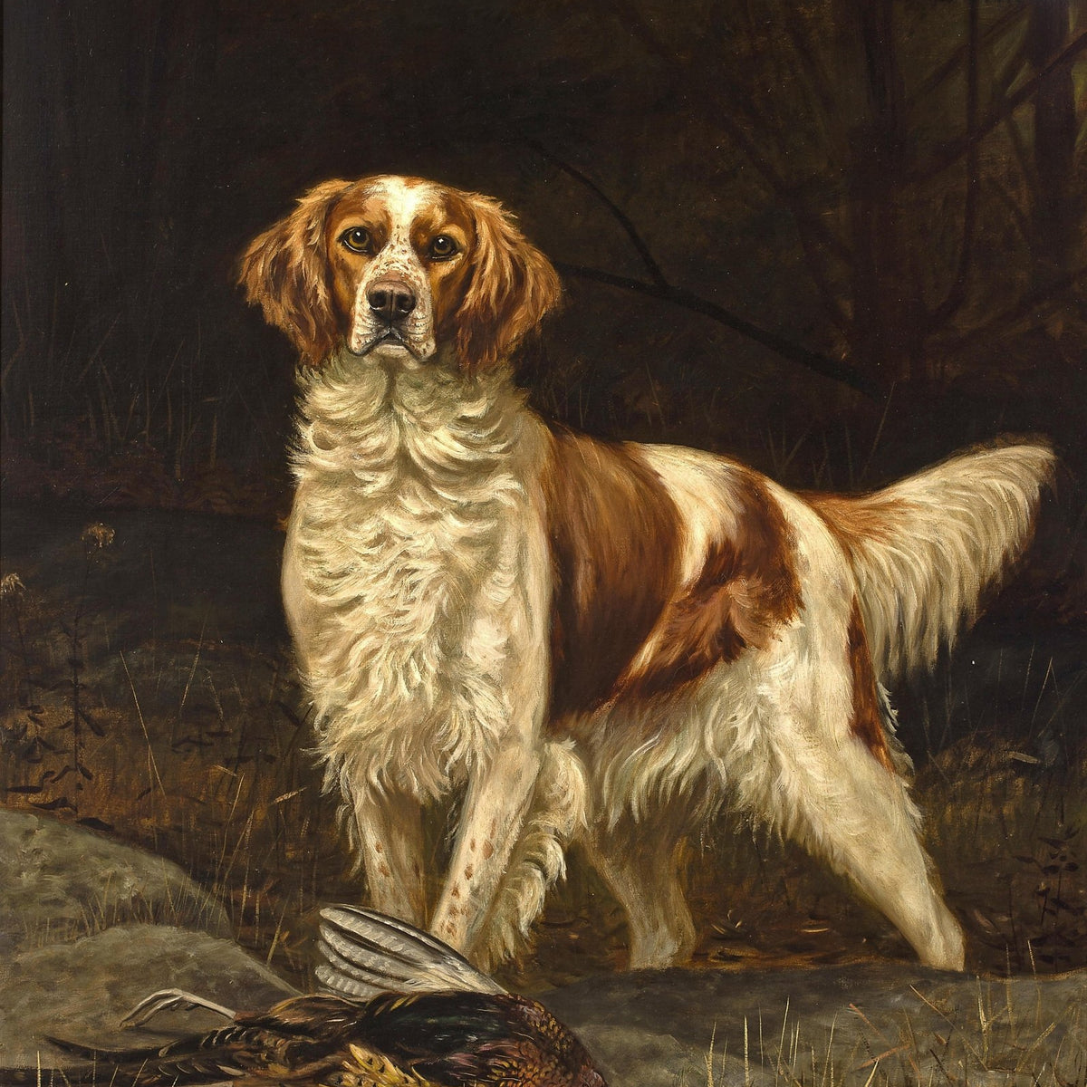 Animals Oil Painting - Hand - Painted Hunting Dog Portrait - Oil Painting Haven