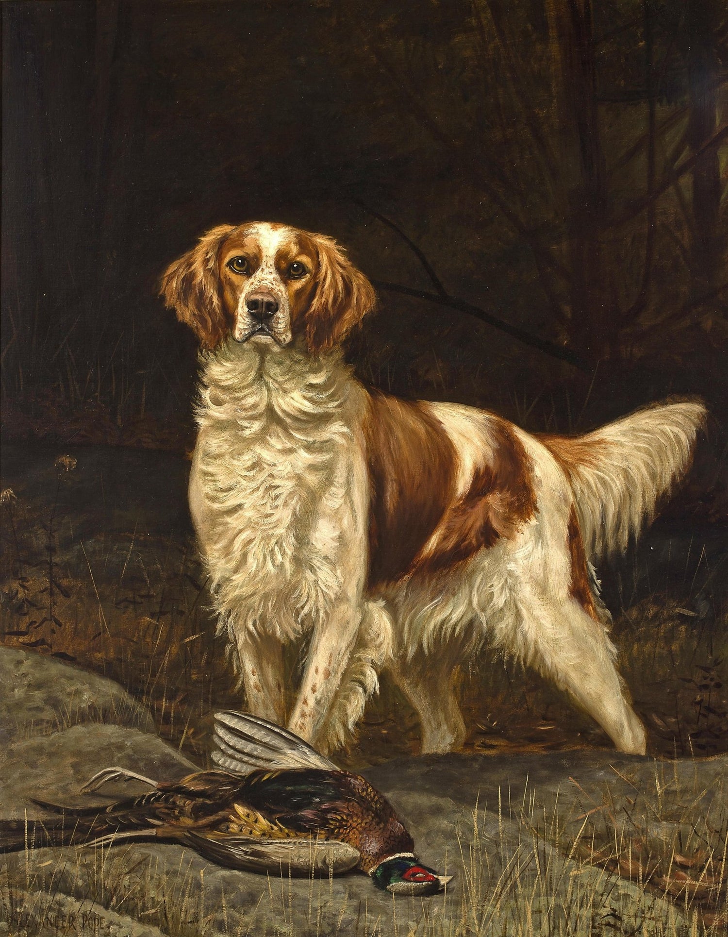 Animals Oil Painting - Hand - Painted Hunting Dog Portrait - Oil Painting Haven