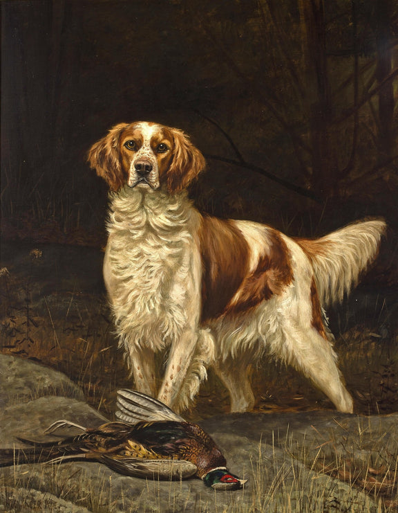 Animals Oil Painting - Hand - Painted Hunting Dog Portrait - Oil Painting Haven