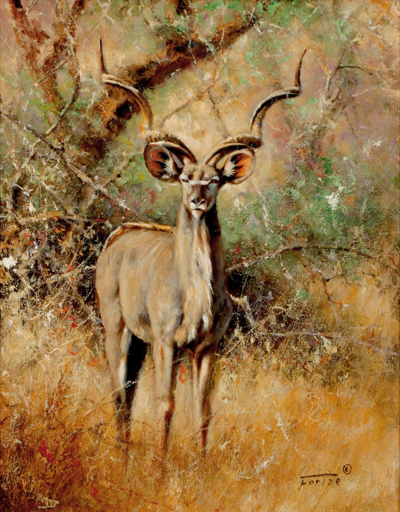 Animals Oil Painting - Hand - Painted Kudu Antelope Portrait - Oil Painting Haven