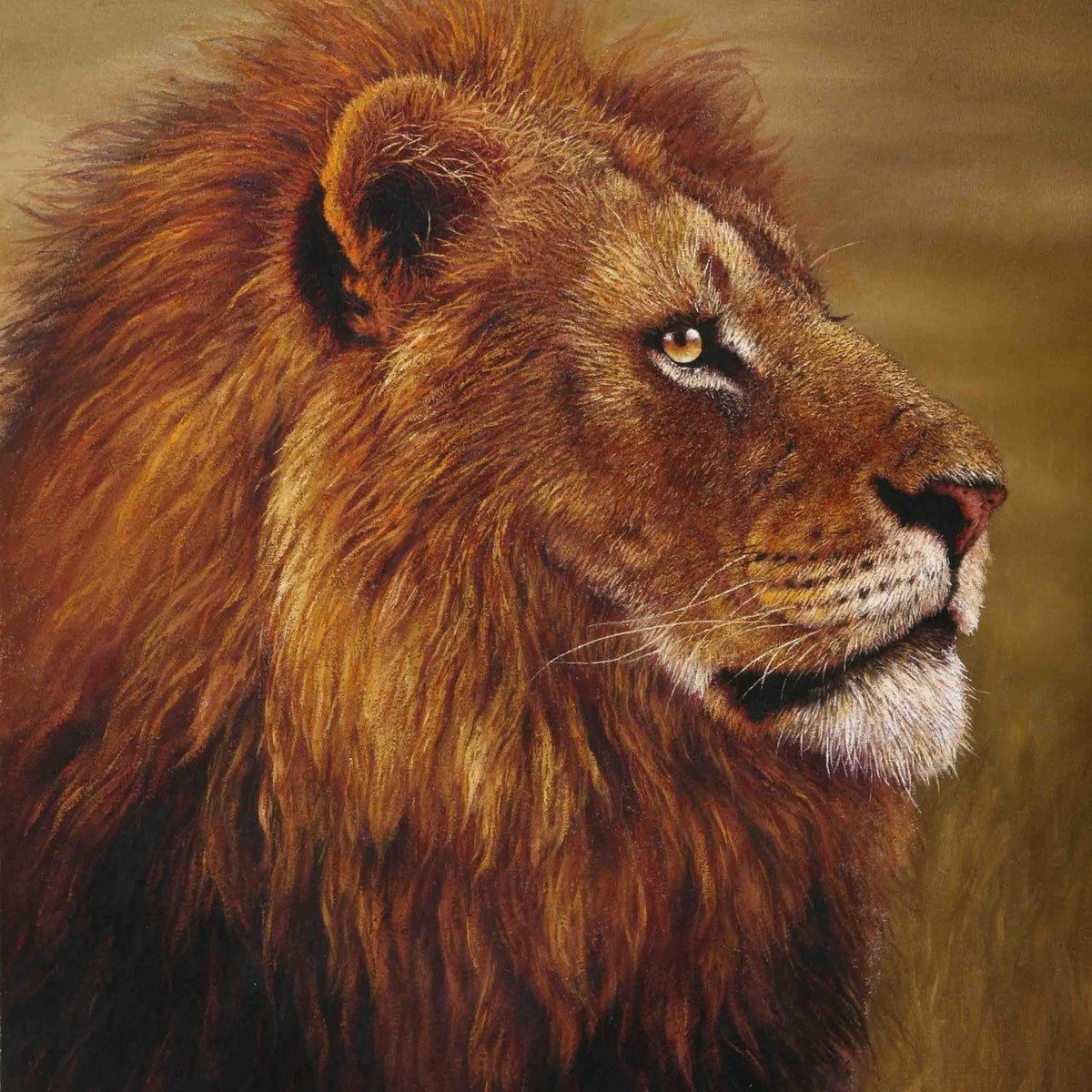 Animals Oil Painting - Hand - Painted Lion Portrait on Canvas - Oil Painting Haven