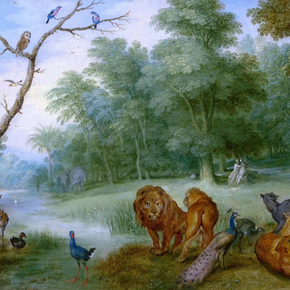 Animals Oil Painting - Hand - Painted Paradise Animal Scene - Oil Painting Haven