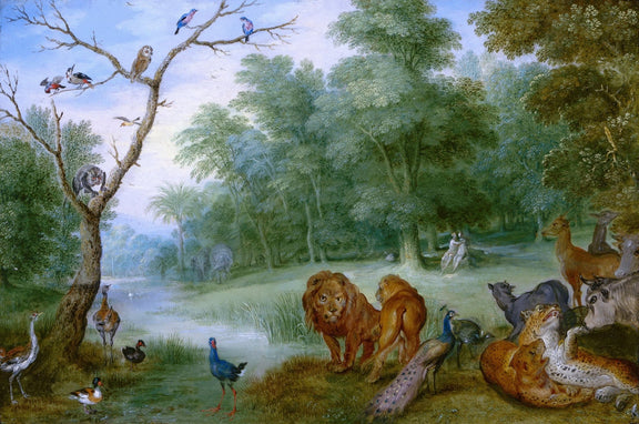 Animals Oil Painting - Hand - Painted Paradise Animal Scene - Oil Painting Haven