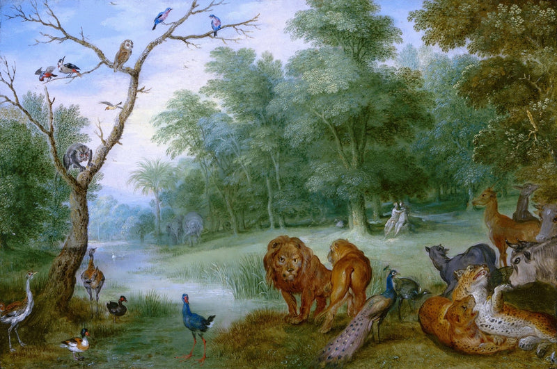 Animals Oil Painting - Hand - Painted Paradise Animal Scene - Oil Painting Haven