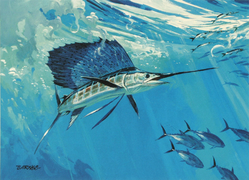 Animals Oil Painting - Hand - Painted Sailfish Ocean Scene - Oil Painting Haven