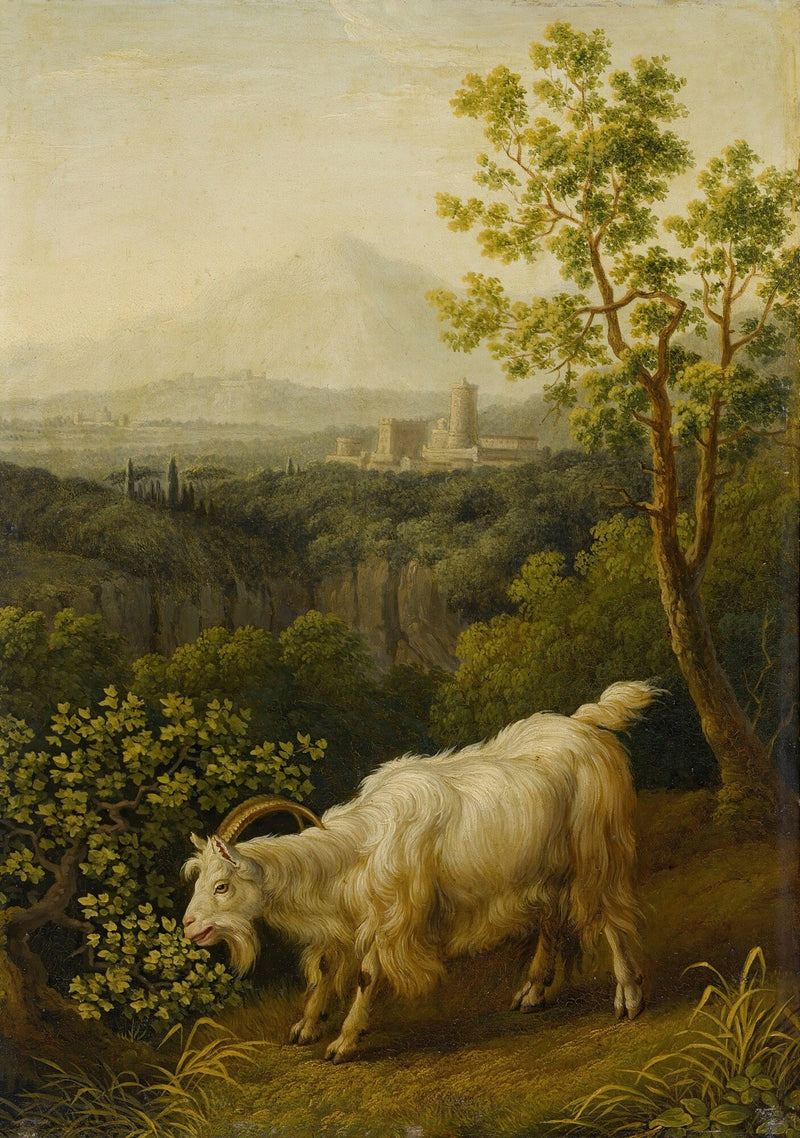animals Oil Painting - Hand - Painted White Goat Landscape - Oil Painting Haven