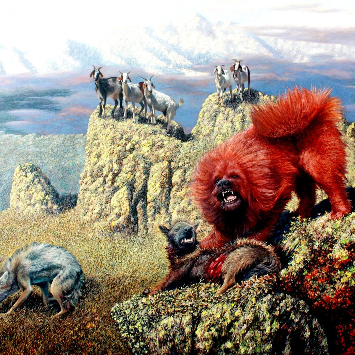 Animals Oil Painting - Hand - Painted Wild Mountain Predator - Oil Painting Haven
