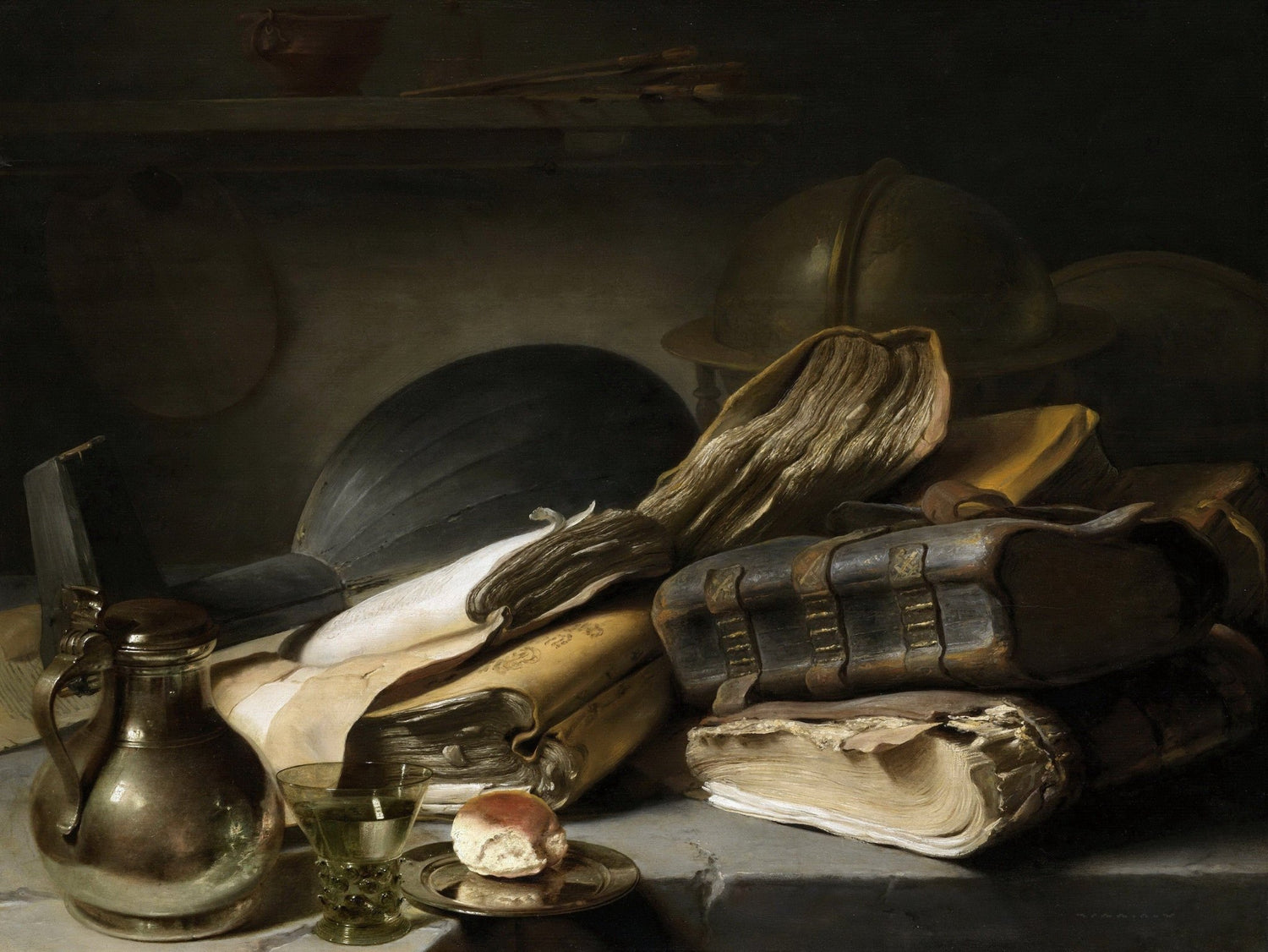 Antique Books and Goblet Table - Still Life Oil Painting - Oil Painting Haven