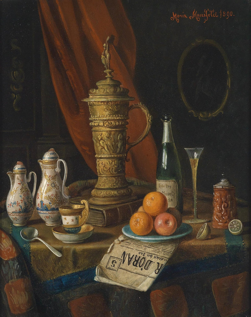 Antique Pitcher, Oranges and Wine Glass - Still Life Oil Painting - Oil Painting Haven