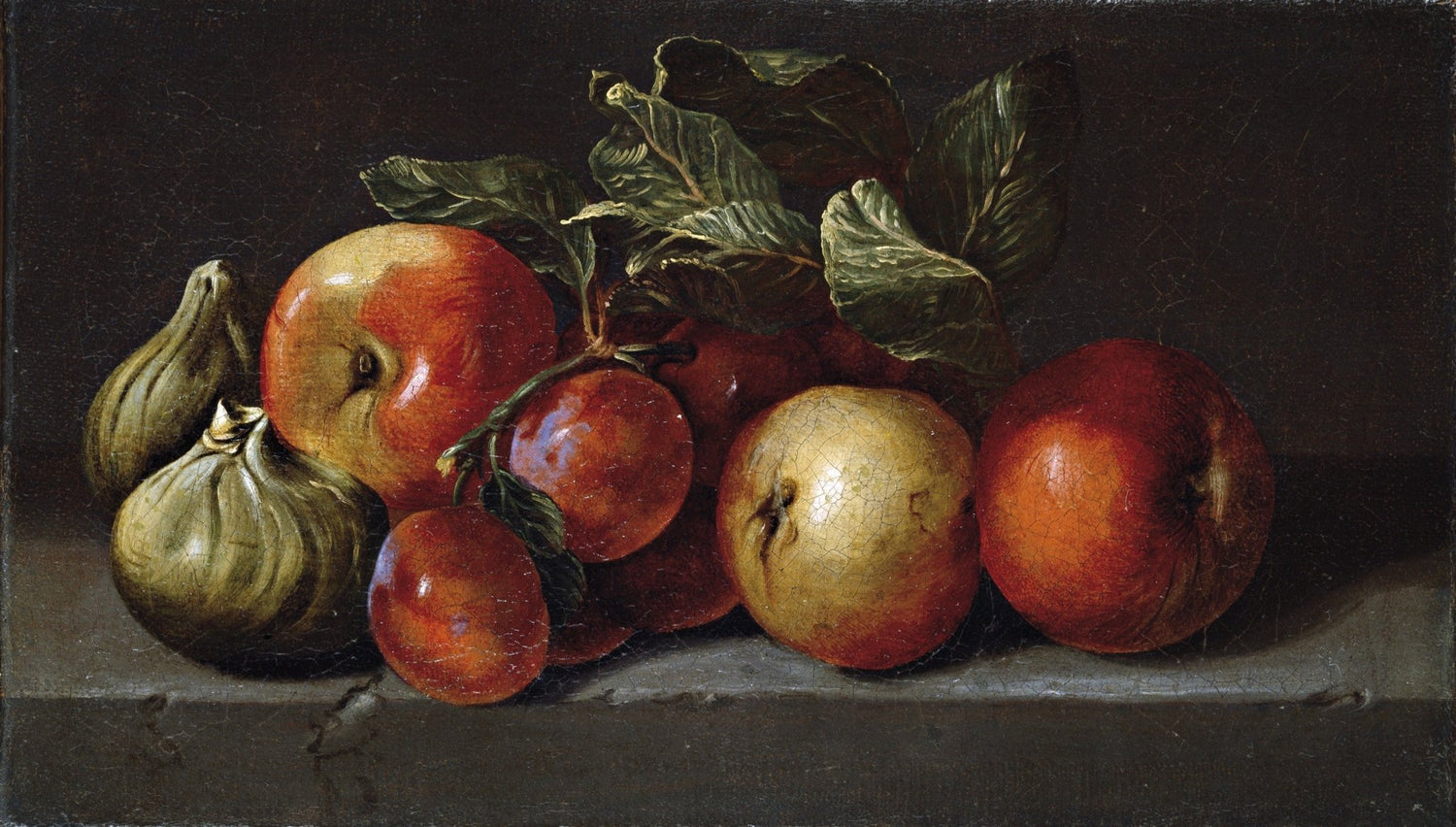 Apples and Figs with Leaves - Still Life Oil Painting - Oil Painting Haven