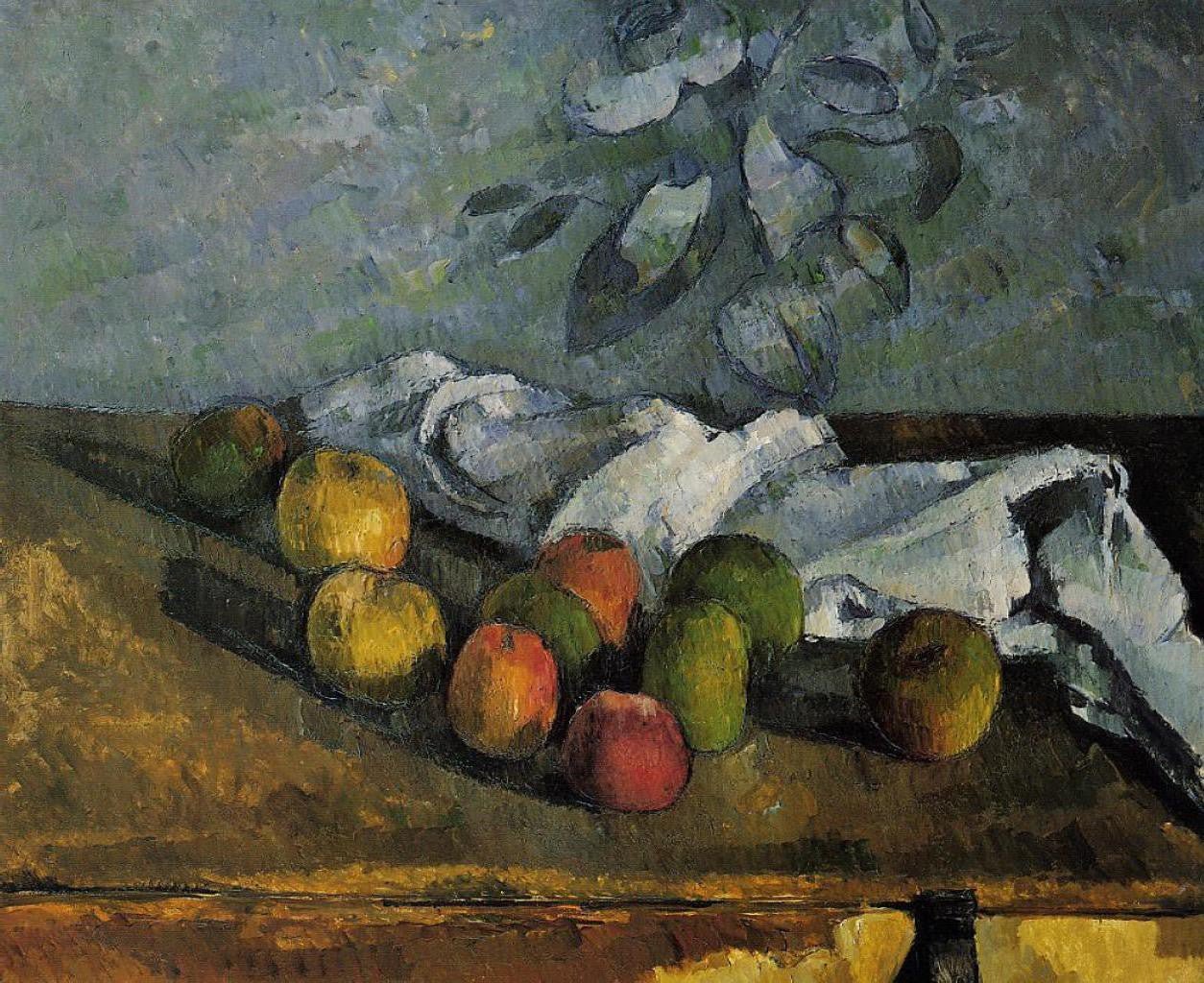 Apples and White Napkin on Rustic Table - Still Life Oil Painting - Oil Painting Haven