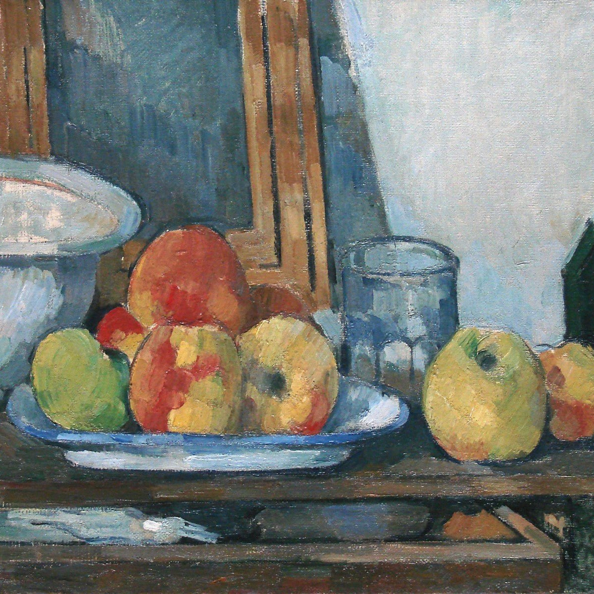 Apples on Plate with Bowl and Glass - Still Life Oil Painting - Oil Painting Haven