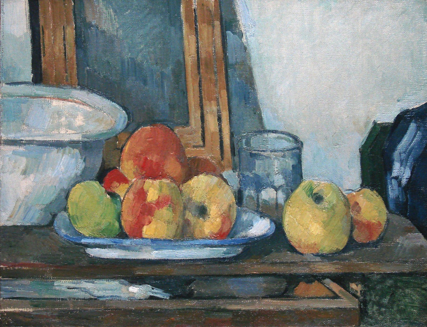 Apples on Plate with Bowl and Glass - Still Life Oil Painting - Oil Painting Haven