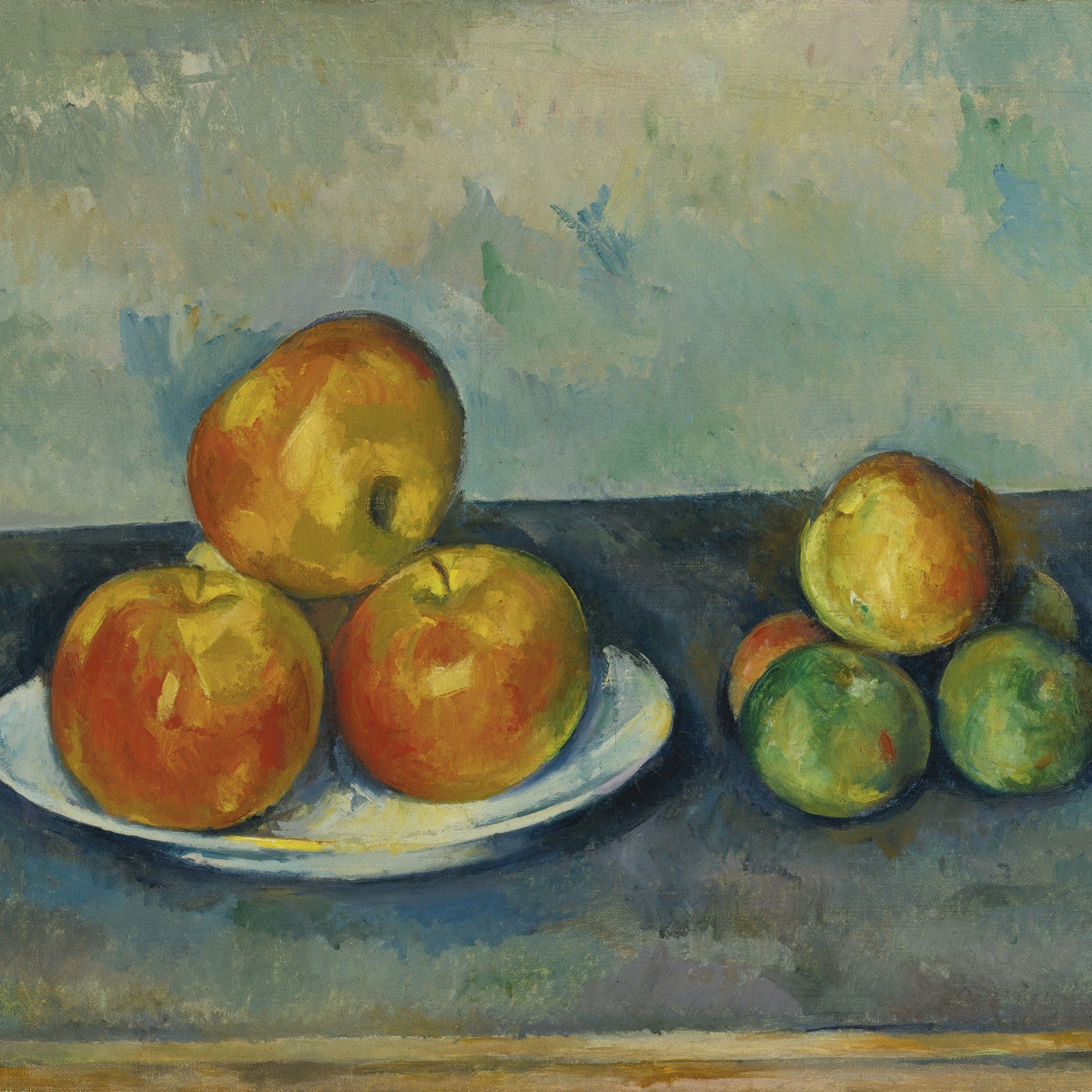 Apples on White Plate with Green Fruits - Still Life Oil Painting - Oil Painting Haven