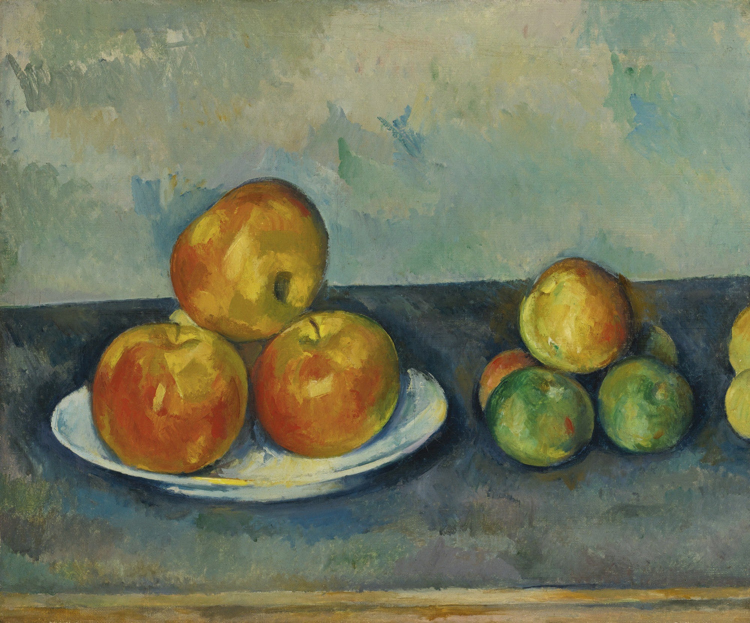 Apples on White Plate with Green Fruits - Still Life Oil Painting - Oil Painting Haven
