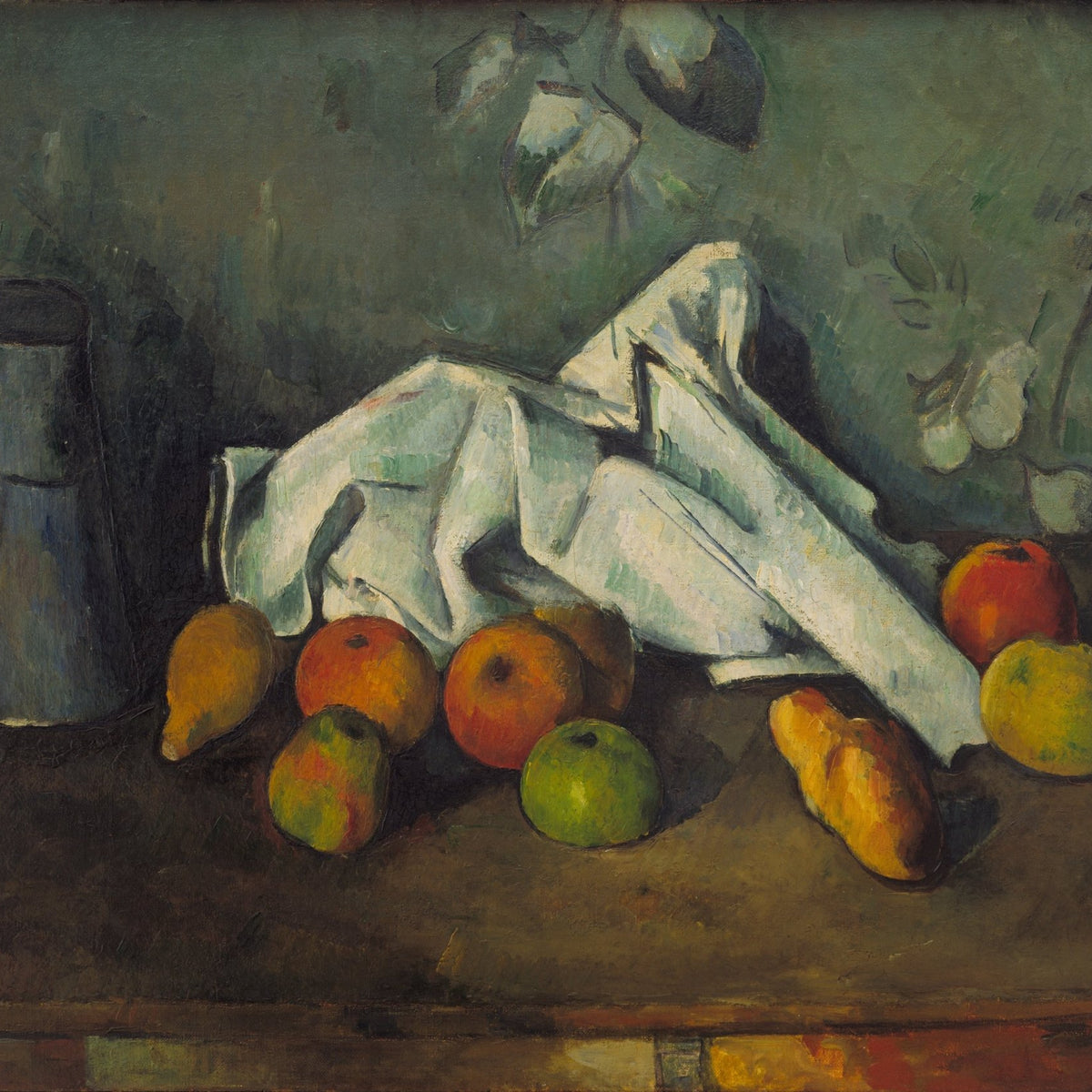 Apples, Pear and Milk Can on Table - Still Life Oil Painting - Oil Painting Haven